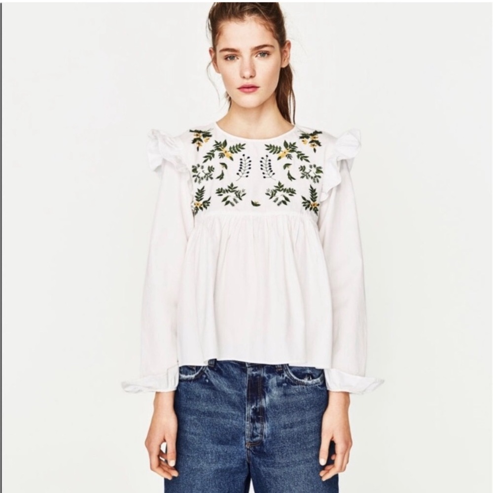 Zara Trafalic Embroidered blouse sz S